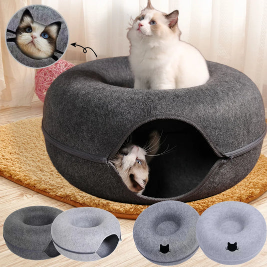 The Hide & Purr Tunnel - Dark Grey with Peephole